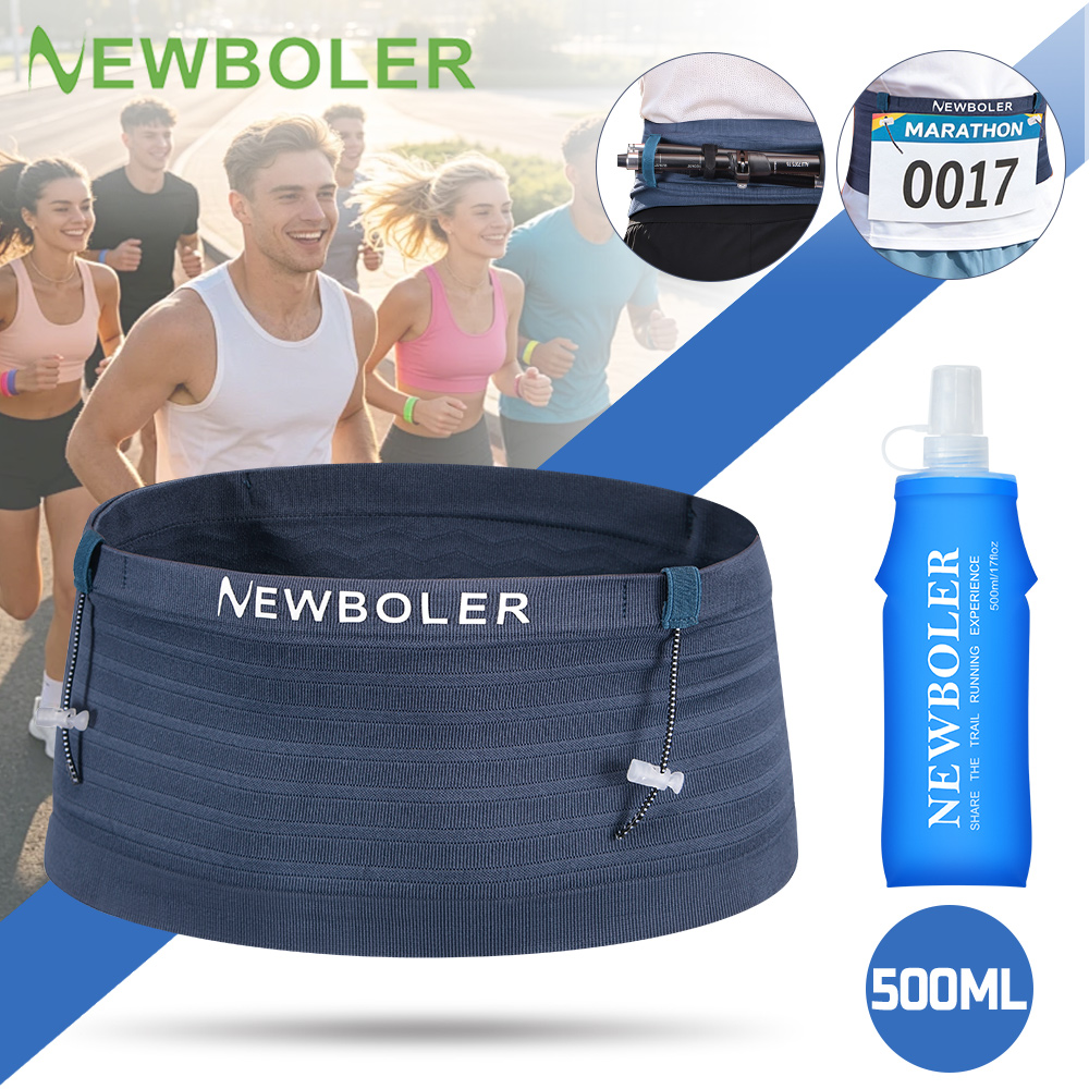 Running Gear Organizer - NEWBOLER กระเป๋าคาดเอวแบบยืดหยุ่นสำหรับเล่นกีฬา น้ำหนักเบา สายคาดเอวสำหรับใส่หมายเลขแข่งขัน สำหรับไตรกีฬา มาราธอน