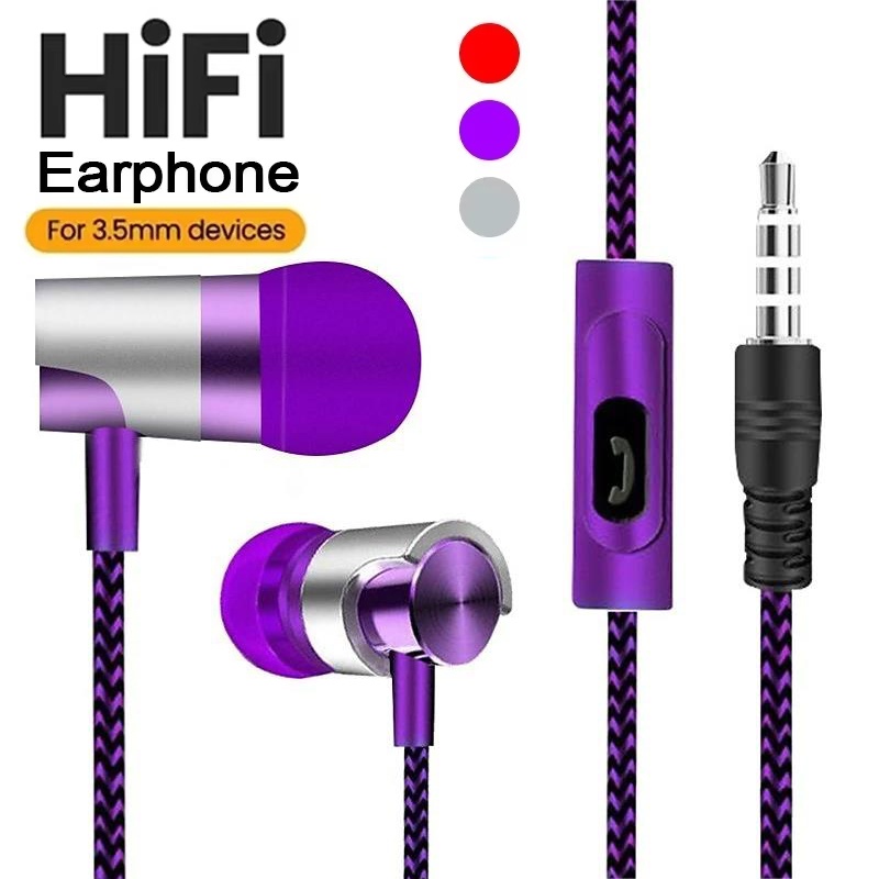 Running Gear Headphones - หูฟังแบบมีสาย หูฟังอินเอียร์ ดีไซน์โลหะ เสียงเบสแน่น เหมาะสำหรับออกกำลังกาย วิ่ง