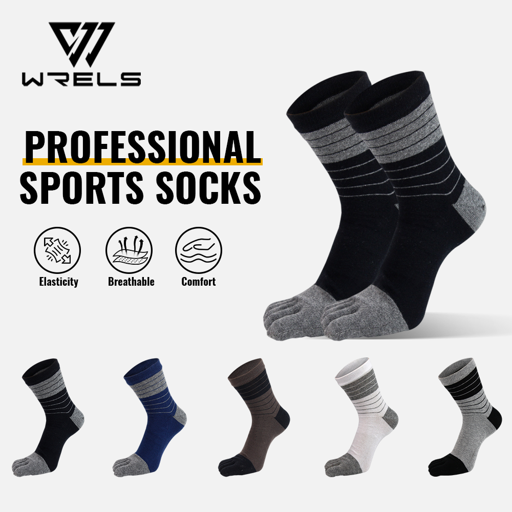 Anti Blister Sock - ถุงเท้าห้านิ้ว WRELS 1/2/3 คู่ ถุงเท้าผ้าฝ้ายซับเหงื่อ สำหรับวิ่ง