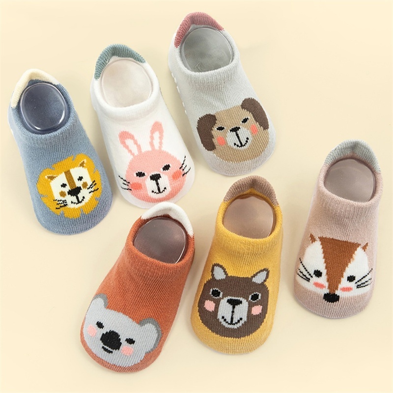 Anti Blister Sock - 6 คู่/เซ็ตเด็กทารกถุงเท้าชั้นสําหรับชายหญิงผ้าฝ้ายนุ่มการ์ตูนทารกแรกเกิดถุงเท้าสั้นเด็กถุงเท้ากันลื่นสําหรับทารก
